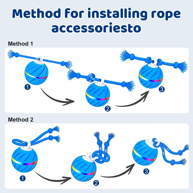 Alt view image 7 of 7 - Smart Interactive Dog Toys Ball for Aggressive Chewers Medium Large,E-TPU 1 Auto-Moving & Bouncing Ball, 2 Modes with RGB Lights & Bird Sounds,Bite-Resistant Rope, IP54 Waterproof, Type-C Fast Charge