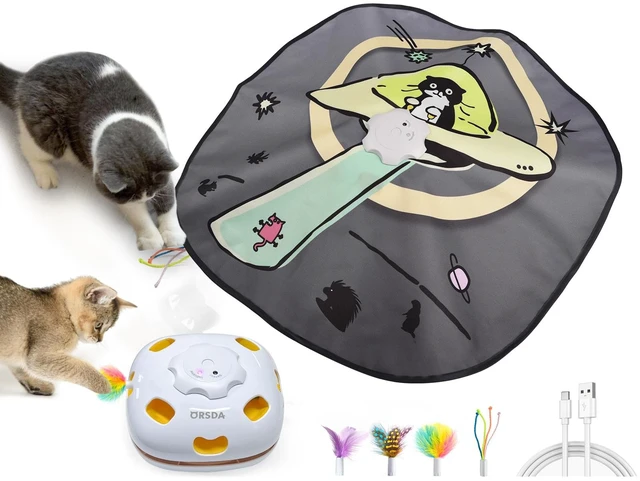 Main image of 4 in 1 Interactive Cat Toys - Automatic Cat Toys for Indoor Cats & Kittens, 8 Holes Mice Whack-A-Mole, Hide and Seek Smart Motion with 5PCS DIY Replacement Refills