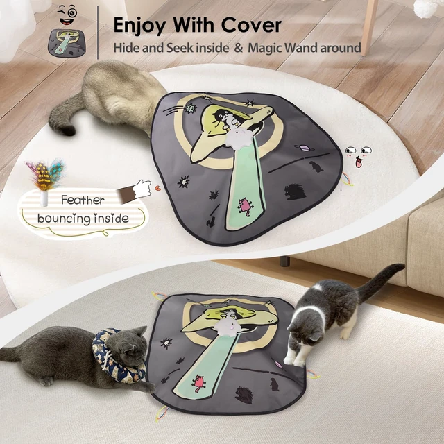 Alt view image 3 of 7 - 4 in 1 Interactive Cat Toys - Automatic Cat Toys for Indoor Cats & Kittens, 8 Holes Mice Whack-A-Mole, Hide and Seek Smart Motion with 5PCS DIY Replacement Refills