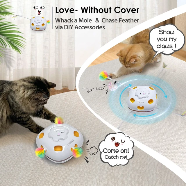 Alt view image 4 of 7 - 4 in 1 Interactive Cat Toys - Automatic Cat Toys for Indoor Cats & Kittens, 8 Holes Mice Whack-A-Mole, Hide and Seek Smart Motion with 5PCS DIY Replacement Refills