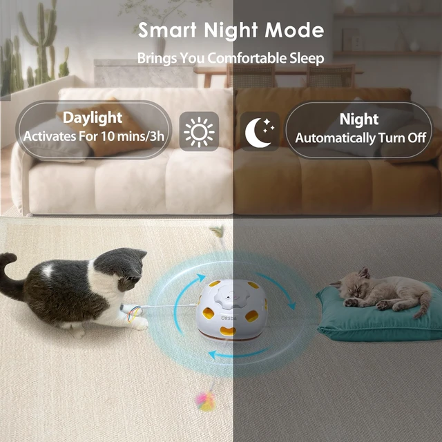 Alt view image 7 of 7 - 4 in 1 Interactive Cat Toys - Automatic Cat Toys for Indoor Cats & Kittens, 8 Holes Mice Whack-A-Mole, Hide and Seek Smart Motion with 5PCS DIY Replacement Refills