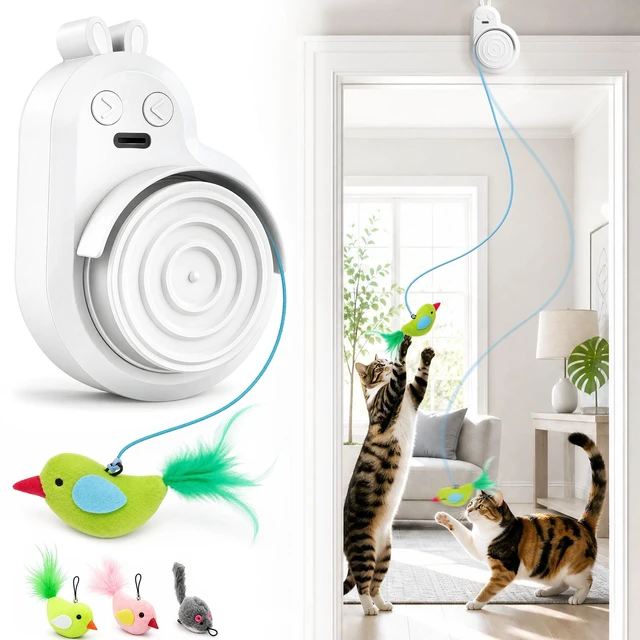 Main image of Interactive Cat Toy for Indoor Cats: Auto Hunting Motion Flying Bird Toy | Natural Hunting Stimulation, Hands-Free Indoor Play, Door Hanging Design, Mental Enrichment, Space Saving Setup