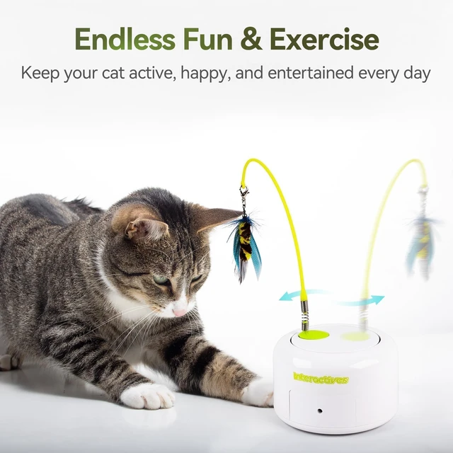 Alt view image 6 of 7 - Interactive Cat Toy, Automatic Cat Toys with Flying Bug for Indoor Bored Cats, Cat Motion Activated Toys, Electric Cat Teaser Flying Feather Wand