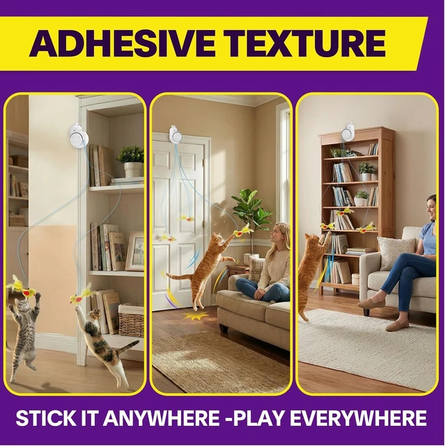 Alt view image 3 of 6 - Interactive Cat Toy for Indoor Cats: Auto Hunting Motion Flying Bird Toy | Natural Hunting Stimulation, Hands-Free Indoor Play, Door Hanging Design, Mental Enrichment, Space Saving Setup