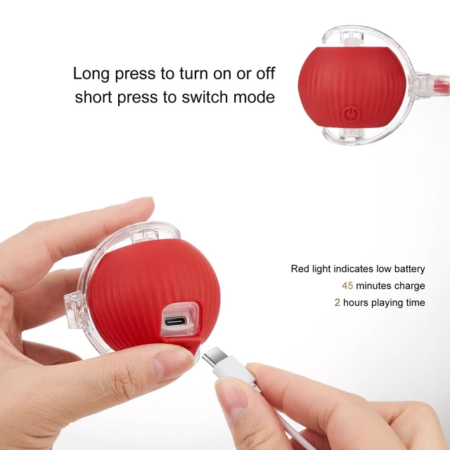 Alt view image 6 of 6 - Interactive Dog Cat Toy Ball, Upgraded Rechargable Smart Automatic Rolling Pet Ball with Tail, Fast Moving Toy for Bored Indoor Kitty Puppy