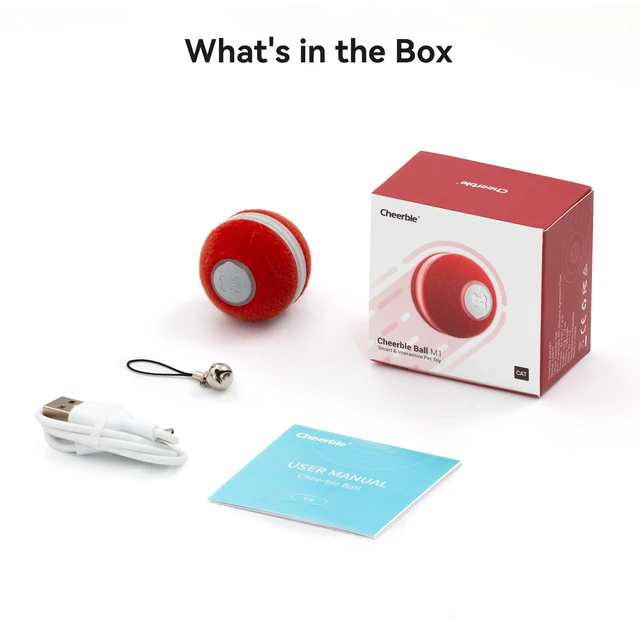Alt view image 7 of 7 - Interactive Cat Ball Toy, Automatic Moving Ball Toy for Indoor Cat Kitten, Electric Pet Toy Fun Gift with Light, High Energy Cat Toys, Red