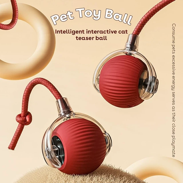 Alt view image 5 of 7 - Interactive Cat Toy Ball, Automatic Intercative Cat Toys for Indoor Cats, The 3rd Generation Agile Moving Cat Ball with Elastic Mesh Tail, Toys for Indoor Adult Cats, Motion Activated (Red)