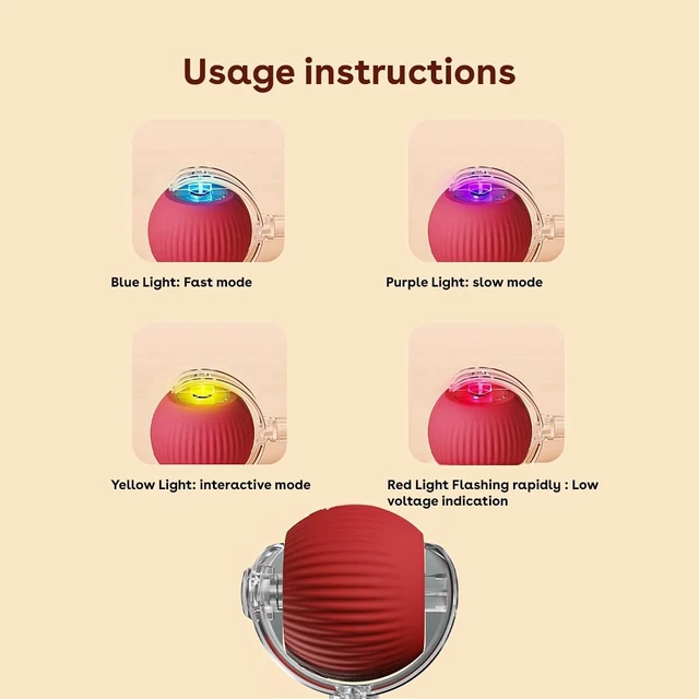 Alt view image 6 of 7 - Interactive Cat Toy Ball, Automatic Intercative Cat Toys for Indoor Cats, The 3rd Generation Agile Moving Cat Ball with Elastic Mesh Tail, Toys for Indoor Adult Cats, Motion Activated (Red)