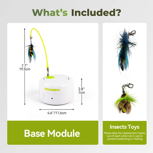 Alt view image 3 of 7 - Interactive Cat Toy, Automatic Fluttering Bug Enrichment Toy for Indoor Kittens, Flying Cat Toy with Motion Sensor, 1 Replacements