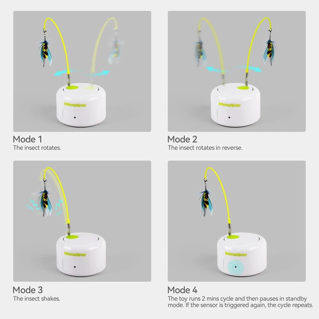 Alt view image 4 of 7 - Interactive Cat Toy, Automatic Fluttering Bug Enrichment Toy for Indoor Kittens, Flying Cat Toy with Motion Sensor, 1 Replacements