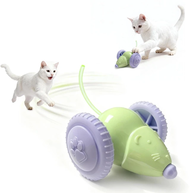 Main image of Interactive Cat Toys for Indoor Cats,Automatic Moving Kitten Toys,Cat Balls Cat Mouse Toy with Tail Lights,Cat Toys for Bored Indoor Adult Cats,Cat Enrichment,Smart Electric Tails for Chasing Pet Toys