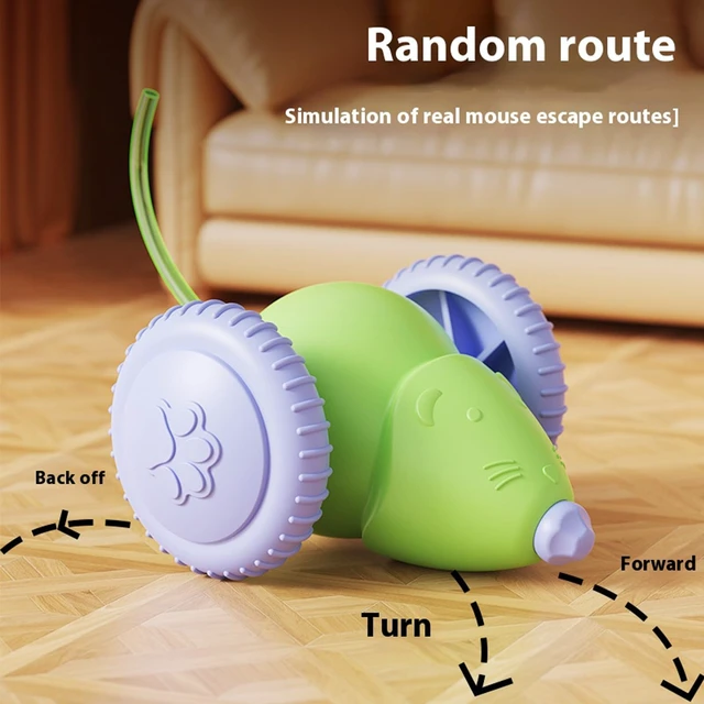 Alt view image 6 of 7 - Interactive Cat Toys for Indoor Cats,Automatic Moving Kitten Toys,Cat Balls Cat Mouse Toy with Tail Lights,Cat Toys for Bored Indoor Adult Cats,Cat Enrichment,Smart Electric Tails for Chasing Pet Toys