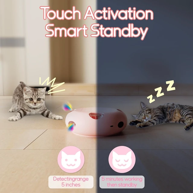 Alt view image 3 of 7 - Interactive Cat Toy, Pink | Electric for Moving Concealed Feathers, Smart Sensor 7 Holes Whack a Mole Feather Toy, USB Charge Automatic
