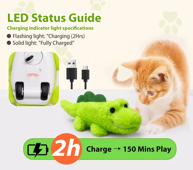 Alt view image 5 of 7 - Interactive Cat Toys for Indoor Cats Auto Moving Alligator with 360° Random Movement & Tail Wagging, Rechargeable Cat Exercise Toy with Catnip, Self-Play Fun for Bored Adult Cats-Plush