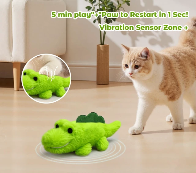 Alt view image 3 of 7 - Interactive Cat Toys for Indoor Cats Auto Moving Alligator with 360° Random Movement & Tail Wagging, Rechargeable Cat Exercise Toy with Catnip, Self-Play Fun for Bored Adult Cats-Plush