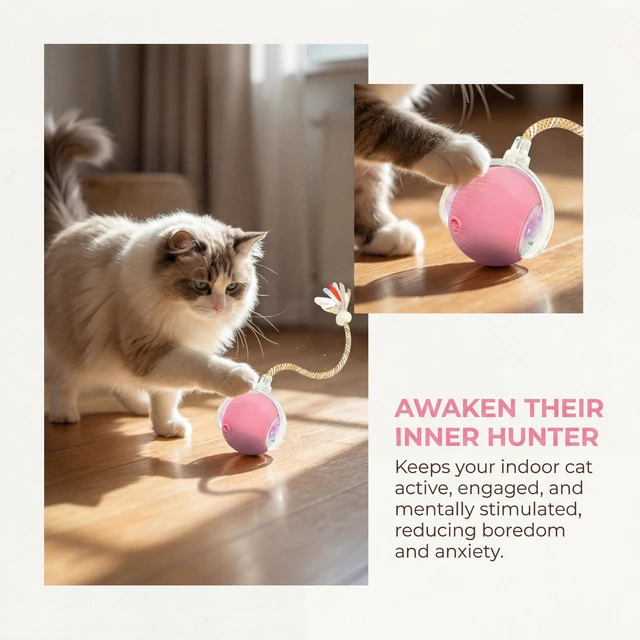 Alt view image 5 of 7 - Interactive Cat Toy Ball, Automatic Cat Toys for Indoor Cats with 4 Modes