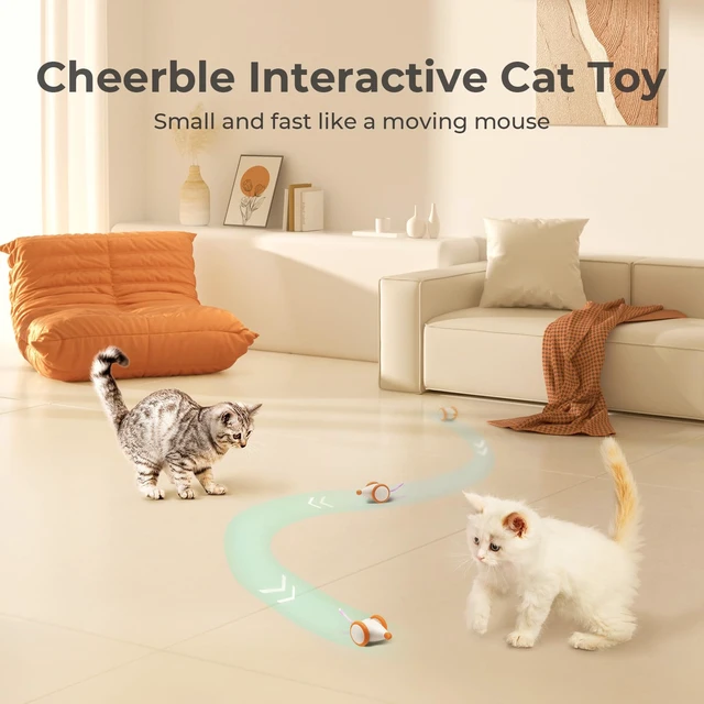 Alt view image 3 of 7 - Interactive Cat Toys for Indoor Cats, Automatic Cat Toy with LED Lights, Wicked Mouse Toys, Kitten Toys, Pet Supplies, Smart Electric Cat Toy, USB Rechargeable, Auto On/Off(Yellow)