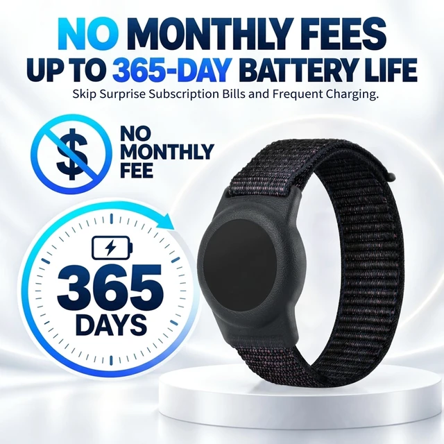 Alt view image 7 of 7 - GPS Tracker for Kids with Real-Time Location Tracking & Family Sharing, Apple & Android Compatible, No Monthly Fees & No SIM Card, Wristband & Keychain Included, IP68 Waterproof, Black