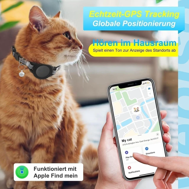 Alt view image 2 of 7 - GPS Cat Tracker Collar, (iOSOnly) Smart Pet Activity Tracking, 1 Pack | Cat GPS Tracker Collar, iOS Only, No Monthly Fee, RealTime Location, IP68, 10+ Mo Battery, Reflective Nylon, Global Tracking