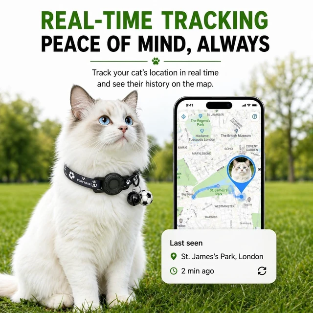 Alt view image 4 of 7 - Pet Tracker,GPS Collar for Cats (Android Only) Smart tag,Waterproof Compatible with Google Find My,No Monthly Fee,Advanced Tracking Solution Smart Collar for Pet Safety Ideal Small Large Cats
