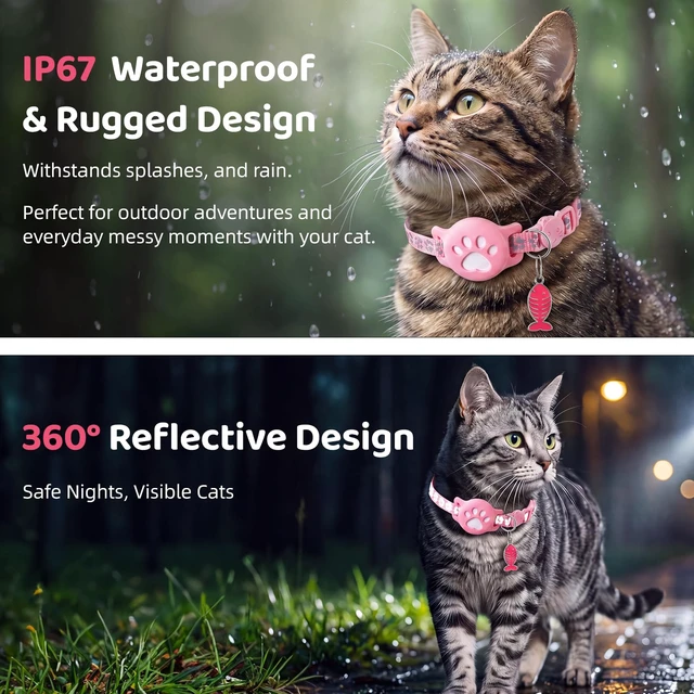 Alt view image 6 of 7 - Pet Tracker Collar for Cats, Smart Collar for Small Dogs with Locator | No Monthly Fee/ SIM Card, Work with IOS & Android, Ultra-Slim, IP68 Waterproof Reliable, 360-Day Battery , Black