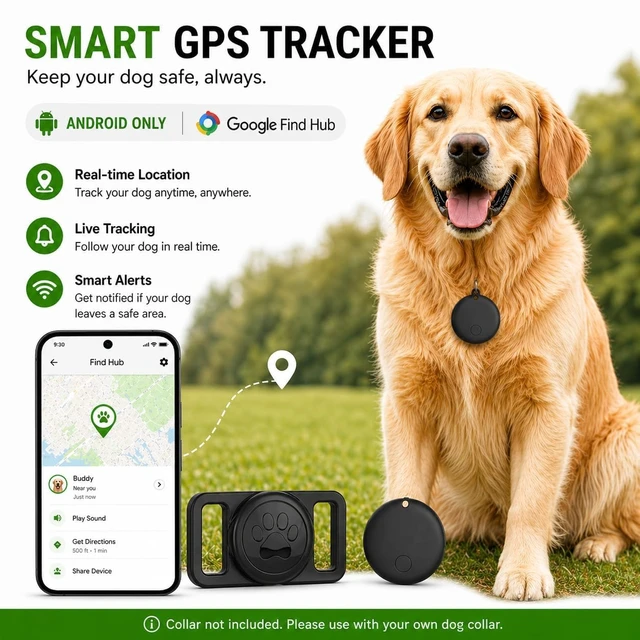 Alt view image 2 of 7 - Pet Tracker,GPS Collar for Dogs (Android Only) Smart tag,Waterproof Compatible with Google Find My,No Monthly Fee,Advanced Tracking Solution Smart Collar for Pet Safety Ideal Small Large Dogs