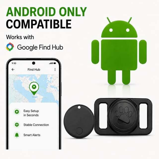 Alt view image 3 of 7 - Pet Tracker,GPS Collar for Dogs (Android Only) Smart tag,Waterproof Compatible with Google Find My,No Monthly Fee,Advanced Tracking Solution Smart Collar for Pet Safety Ideal Small Large Dogs