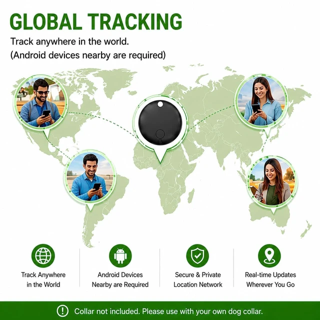 Alt view image 5 of 7 - Pet Tracker,GPS Collar for Dogs (Android Only) Smart tag,Waterproof Compatible with Google Find My,No Monthly Fee,Advanced Tracking Solution Smart Collar for Pet Safety Ideal Small Large Dogs