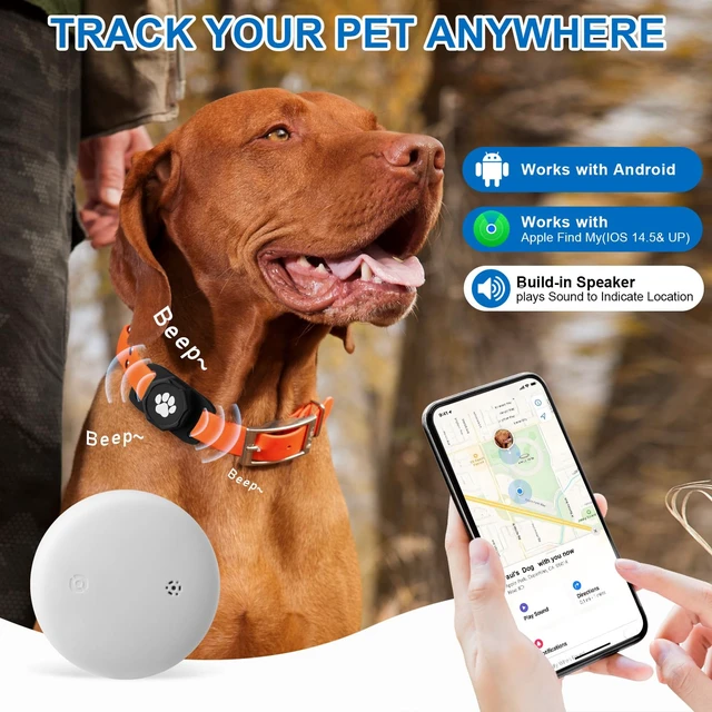 Alt view image 2 of 7 - Smart Pet Tracker for Collar - Dog Tracker Pet Location Tracker with Holder | Real-Time Location, No Monthly Fee/ SIM Card, Work with IOS & Android, Ultra-Slim, IP68 Waterproof Holder, Black