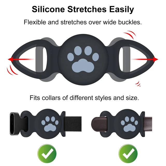 Alt view image 2 of 7 - Waterproof Collar Holder Compatible with Airtag (2 Pack), Protective Anti-Lost Case for GPS Tracker, Silicone Collar Holder for Pets (Black/Black)