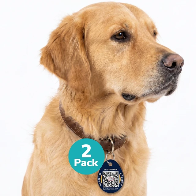 Main image of Smart Pet Tags | QR Code Dog Tag with Secure Messaging & Scan-Based Notifications | Custom Dog Tag QR Code for Dogs & Cats | Durable Waterproof Acrylic Pet ID | No Subscription Fees | 2-Pack
