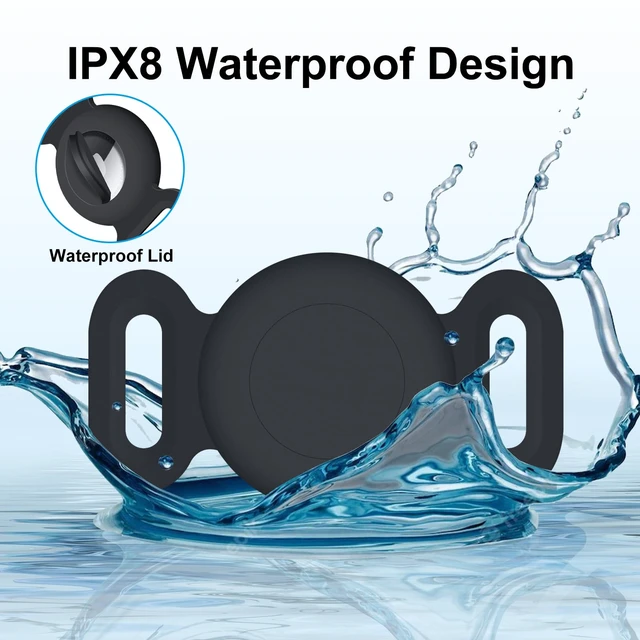 Alt view image 3 of 7 - Waterproof Collar Holder Compatible with Airtag (2 Pack), Protective Anti-Lost Case for GPS Tracker, Silicone Collar Holder for Pets (Black/Black)