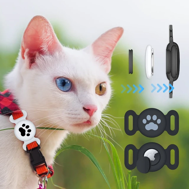 Alt view image 7 of 7 - Waterproof Collar Holder Compatible with Airtag (2 Pack), Protective Anti-Lost Case for GPS Tracker, Silicone Collar Holder for Pets (Black/Black)