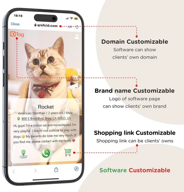 Alt view image 6 of 7 - Dog Tags Personalized, QR Code Pet ID Tag, Pet Online Profile | Scan QR Code for Send Location, Cat/Dogs Name Tag Personalized, Custom Dog Tags with Small Bell (Green)