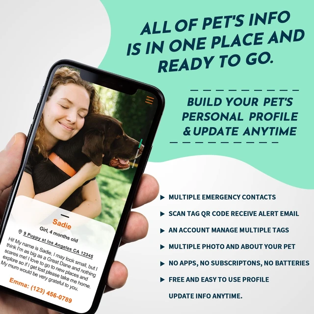 Alt view image 3 of 6 - NFC&QR Code Personalized Dog Cat Tag, Online Pet Profile, Scan QR Receive Instant Pet Location Alert Email