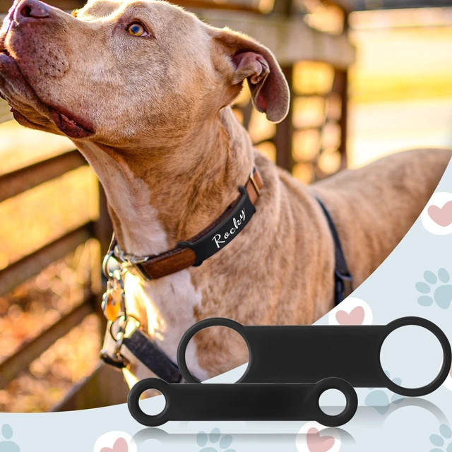 Alt view image 6 of 7 - 4 Pack Dog Tag Rubber Band Replacement Silicone Elastic Holder for Pet Collar, 2 Sizes Slide on Dog Tags Name Id Silent Noiseless Pet Id Tags for Puppy Kitten Small Dogs Cat