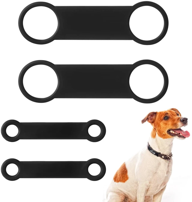 Main image of 4 Pack Dog Tag Rubber Band Replacement Silicone Elastic Holder for Pet Collar, 2 Sizes Slide on Dog Tags Name Id Silent Noiseless Pet Id Tags for Puppy Kitten Small Dogs Cat