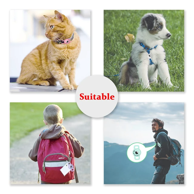 Alt view image 2 of 7 - for Air tag Cat Collar Holder for Apple Air Tag, 2 Pack of Pet Collar Holder for Cat and Small Dog Collar Within 1/2 inch and 2 Pack Protector for Air Tag