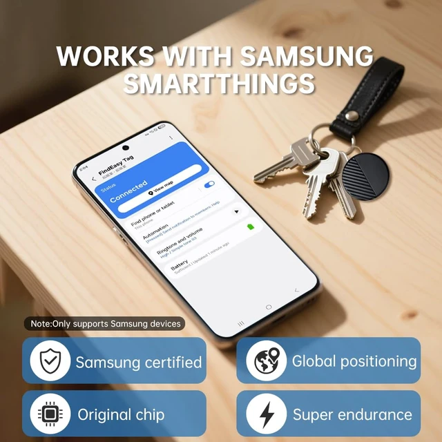 Alt view image 2 of 7 - Bluetooth Tracker for Samsung 2 Pack, Smart Tag for Pet Luggage Vehicle, 365-D Battery Life, Replaceable, IP65 Waterproof, No Monthly Fee, Key Finder Works with SmartThings App (Samsung Only)