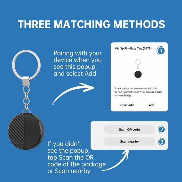 Alt view image 3 of 7 - Bluetooth Tracker for Samsung 2 Pack, Smart Tag for Pet Luggage Vehicle, 365-D Battery Life, Replaceable, IP65 Waterproof, No Monthly Fee, Key Finder Works with SmartThings App (Samsung Only)