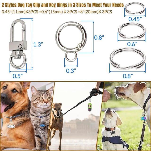 Alt view image 2 of 6 - Dog Tag Clips for Collar,with 15Pcs Replaceable Dog ID Name Tag Ring Clip Dog Tag Attachment Clip Pet tag Quick Clip Clips Rings for Pet Collar Key Ring Clips Accessories 6 Sets (6 Sets)