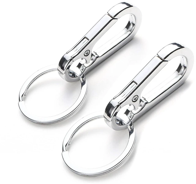 Main image of 2 Pack Dog Tag Clips, Stainless Steel Heavy Duty Quick Clips with Rings, Easy Change Pet ID Tag Holder for Dog Cat Collars and Harnesses