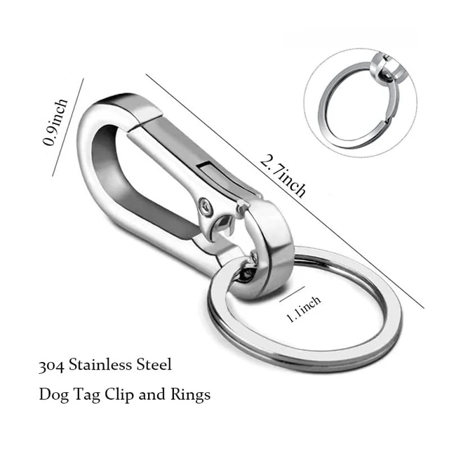 Alt view image 2 of 6 - 2 Pack Dog Tag Clips, Stainless Steel Heavy Duty Quick Clips with Rings, Easy Change Pet ID Tag Holder for Dog Cat Collars and Harnesses