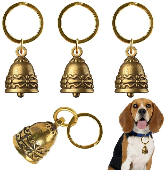 Main image of 4 PCS Copper Collar Bells for Small Pets - Retro Craft Bells, 0.7 Inch, Not Bulk, DIY, Anti-Lost ID Tags
