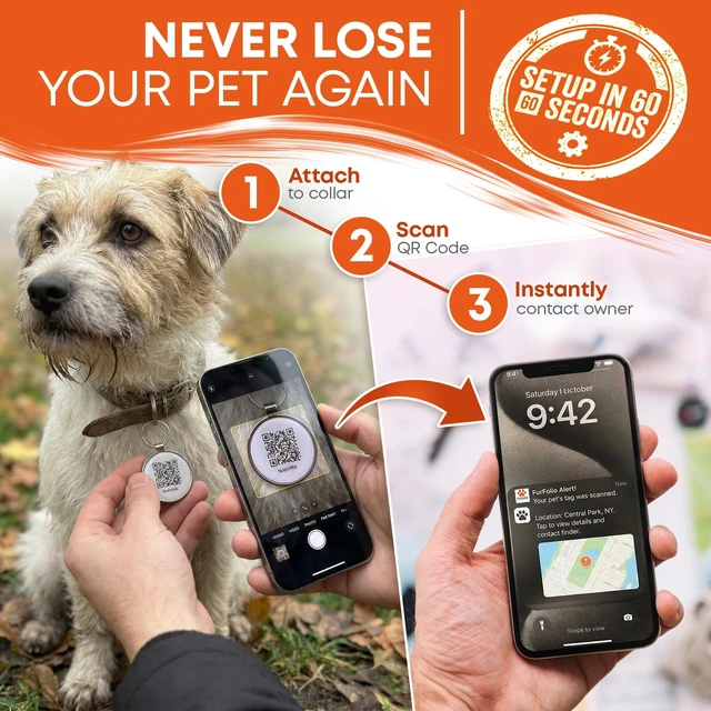 Alt view image 3 of 7 - QR Code Dog Tag for Dogs & Cats Smart Pet ID Tag Scan to Contact Owner No Subscription Lost Pet Protection