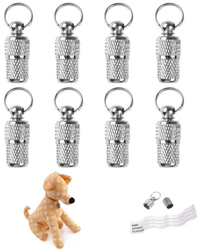 Main image of 8 Pieces of Pet Identity Address Pendant, Anti-Lost Tag Tube, Pet Id Tag.