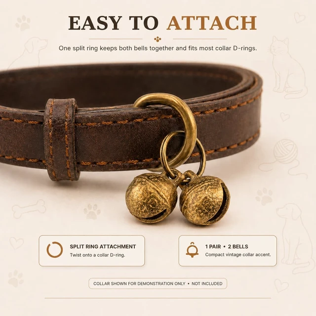 Alt view image 7 of 7 - Copper Bells for Dog Collars, 4 PCS Loud Pet Tracking Bells for Dogs & Cats, Anti-Lost Collar Charms with 2 ID Tag Capsules