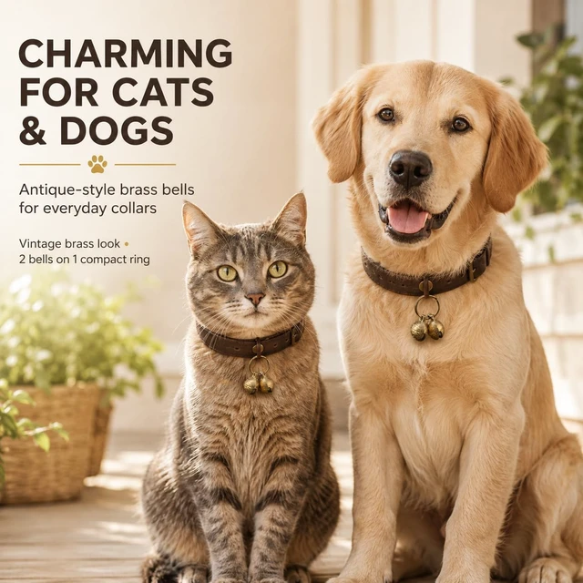 Alt view image 2 of 7 - Copper Bells for Dog Collars, 4 PCS Loud Pet Tracking Bells for Dogs & Cats, Anti-Lost Collar Charms with 2 ID Tag Capsules