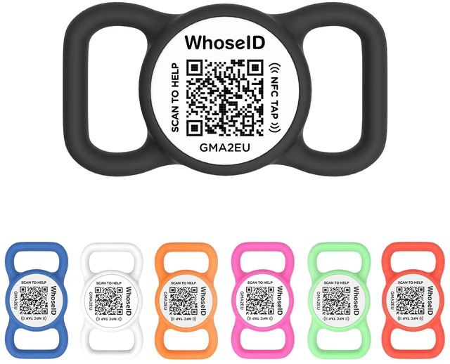 Main image of QR Code Dog Tag with NFC, Personalized Pet ID Tag, Silicone Dog ID Tag, Modifiable Pet Online Profile, Multiple Emergency Contact, Scan QR Code Send GPS Location Email (Small, Black&White)