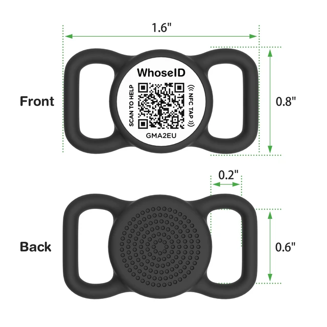 Alt view image 2 of 7 - QR Code Dog Tag with NFC, Personalized Pet ID Tag, Silicone Dog ID Tag, Modifiable Pet Online Profile, Multiple Emergency Contact, Scan QR Code Send GPS Location Email (Small, Black&White)